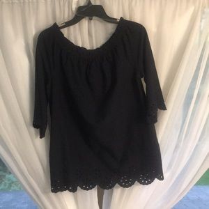 Navy Bass eyelet detail top